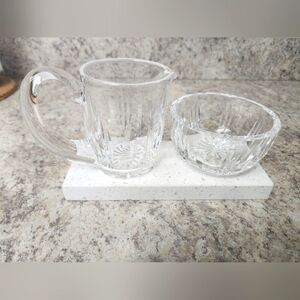 Elegant Clear Glass‎ Creamer and Sugar Bowl Set